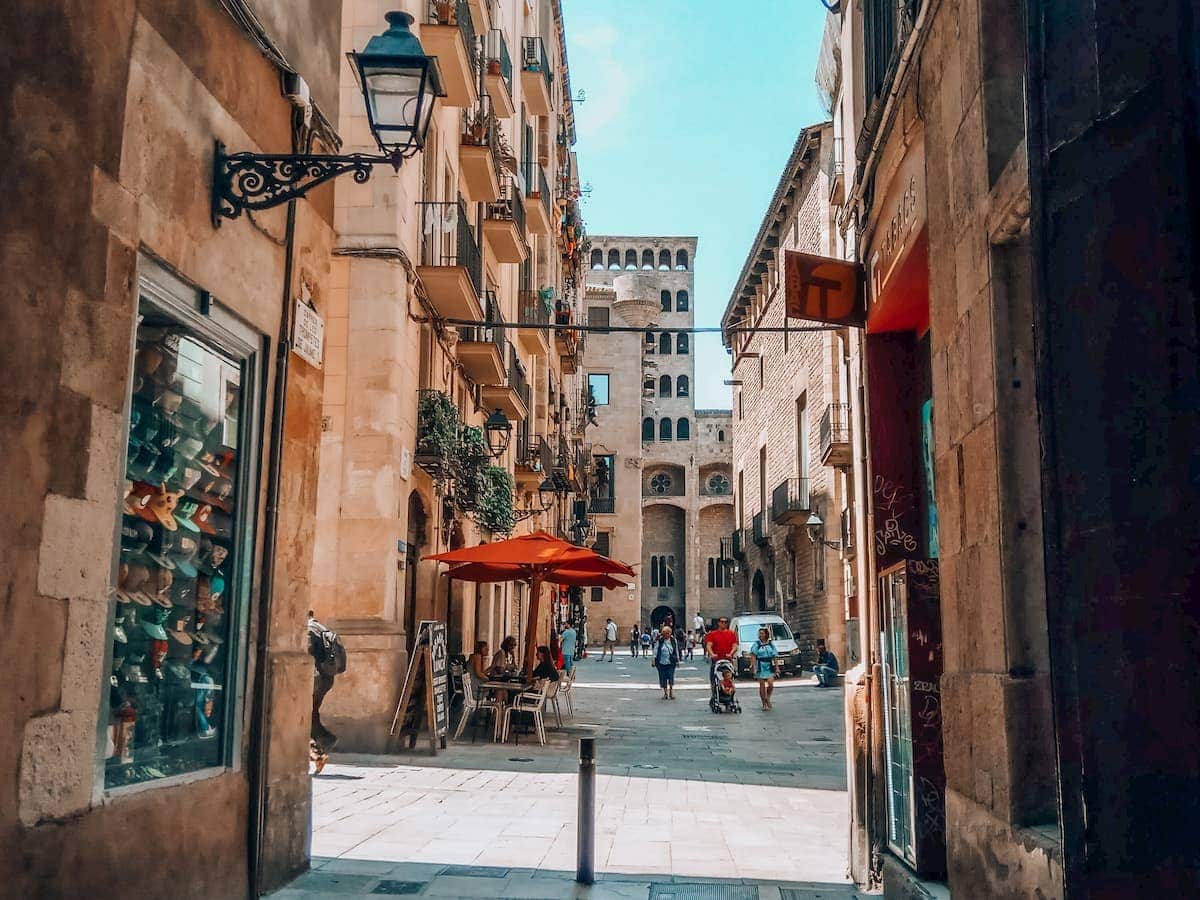 Tour Highlights | Plaça del Rei from Carrer del Veguer in the Medieval Gothic Quarter of the Old Town of Barcelona